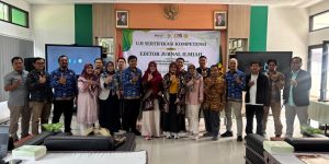 Foto bersama pada kegiatan uji sertifikasi kompetensi Editor Jurnal Ilmiah LSP PII bersama LPPM Universitas Jenderal Soedirman.